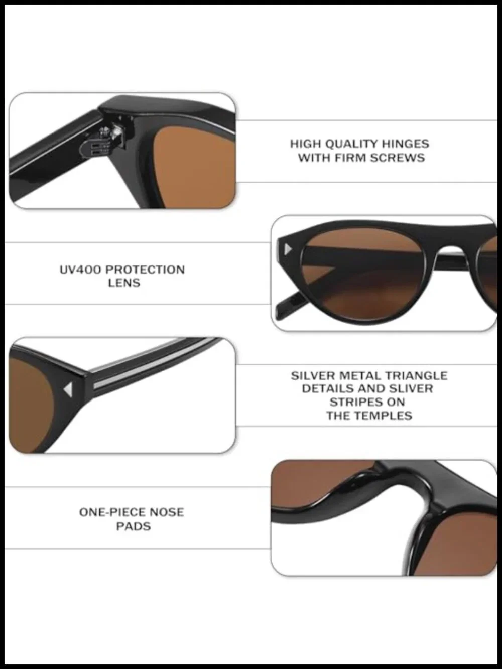 Retro Oval Sunglasses UV Protection Cat Eye Narrow Frame